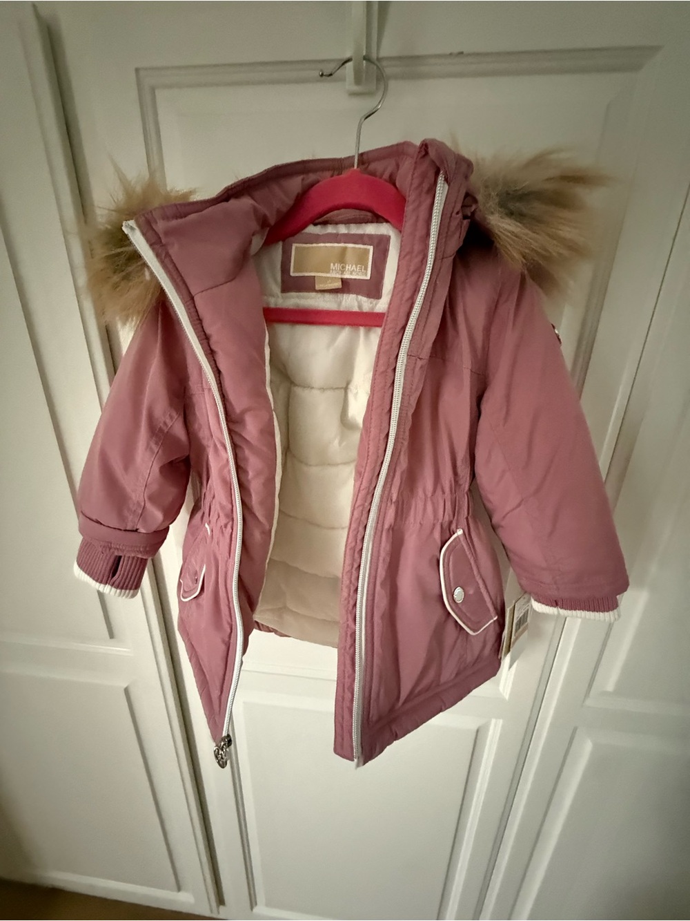 Michael Kors 2T NWT Girls' Hooded Puffer with removable Faux Fur Trim